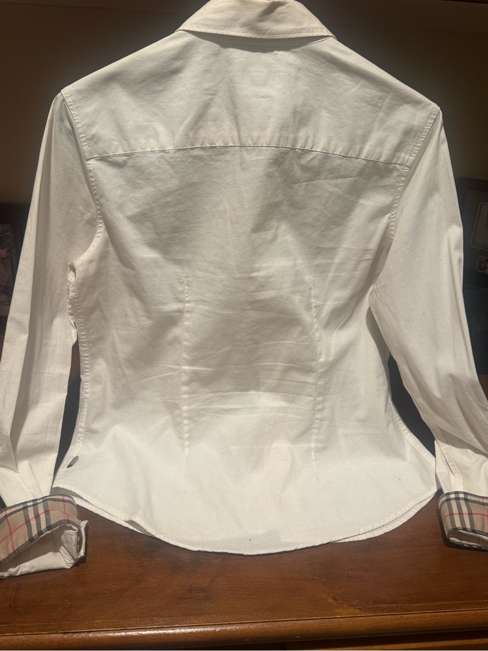 Burberry White Dress Shirt with Signature Check Trim - Picture 3 of 3